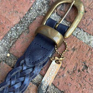 Cabezio Navy Braided Genuine Leather Belt M/L Made in Argentina